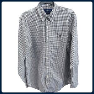Ralph Lauren Mens Gingham Check Button Down Shirt Long Sleeve Pony Logo Size M